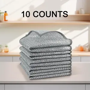 Dish Cloth, 10pcs Double-sided Reusable Kitchen Cleaning Cloth, Wet and Dry Dish Cloth, Kitchen Cleaning Tool for Home Kitchen Camping, Home Cleaning Products
