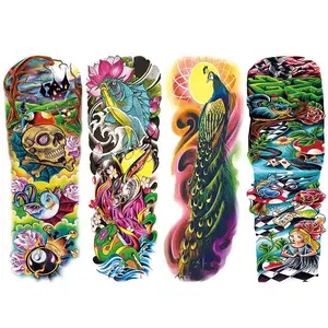 4 Vibrant Temporary Tattoo Stickers, Realistic Arm Rabbit Horse Tattoos, Large Flower Fish Leg Party Gifts, Body Art for Men Women