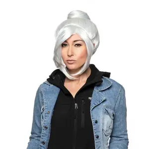 212 MAIN Synthetic Fit Wig - Valorant Game Jett Cosplay Sky White Cut, Fashion Accessory Hairpiece, Synthetic Wig