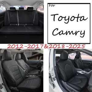 Car 5-Seat Covers For Toyota Camry 2012-2025 Fuax Leather Full Coverage Black Full Set All inclusive Customed Car Cushions Car Seat Protectors Car Seat Inserts