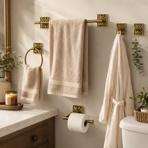 Autumn Alley Vintage Brass Bathroom Accessories Set – 5PC Wall Mounted Hardware