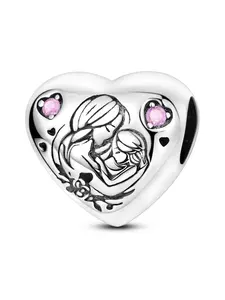 Heart Shaped Bead Silver Color Jewelry Making Supplies, DIY Craft Accessories for All Seasons, Casual Style Embellishments, Heart Design Charm