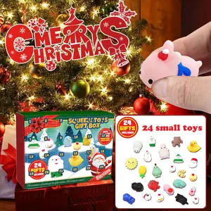 Dom Christmas Squeeze Toy Gift Box - 24-compartment Advent Calendar Blind Box with Squeeze Toys for Stress Relief Cartoon Toys Soft and safe rubber, non-toxic and child-friendly  The perfect Christmas gift!