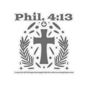 Philippians 4:13 Cross Sticker | Christian Faith Vinyl Kiss-Cut