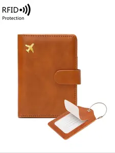 PU Leather Passport Case with Air Tag Holder, 1 Set Passport Holder with Card Slot, Travel Document Holder, Passport Wallet, Passport Cover, Travel Essentials, Travel Accessories for Men & Women