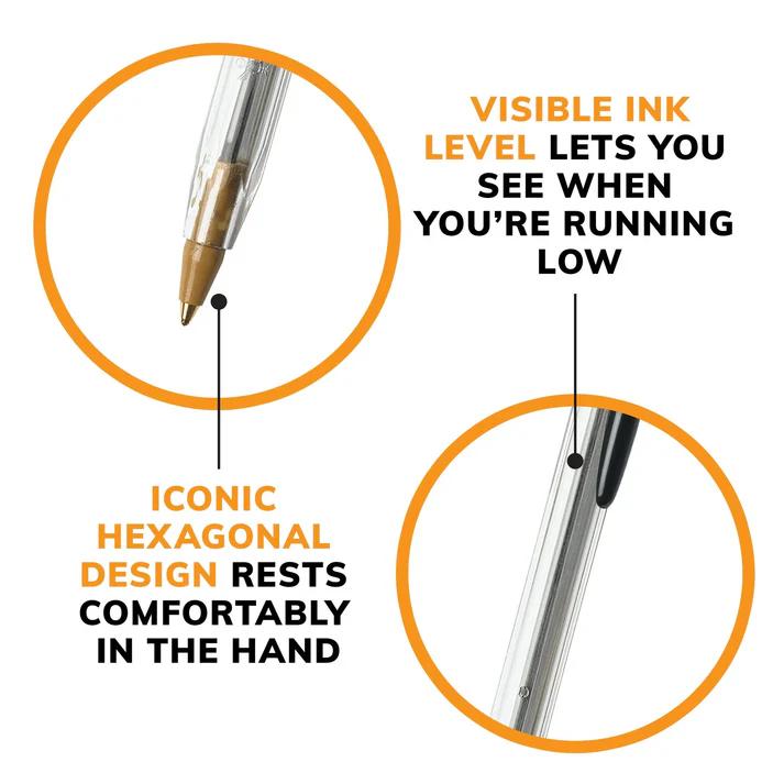 BIC Cristal Xtra Smooth Ballpoint Pen – 1.0mm Medium Point, Black Ink | 10 Pack