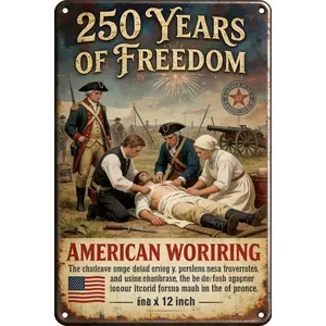 Patriotic 250 Years of Freedom 2D planar decoration Metal Wall Sign American Independence Perfect for Home Room or Garage