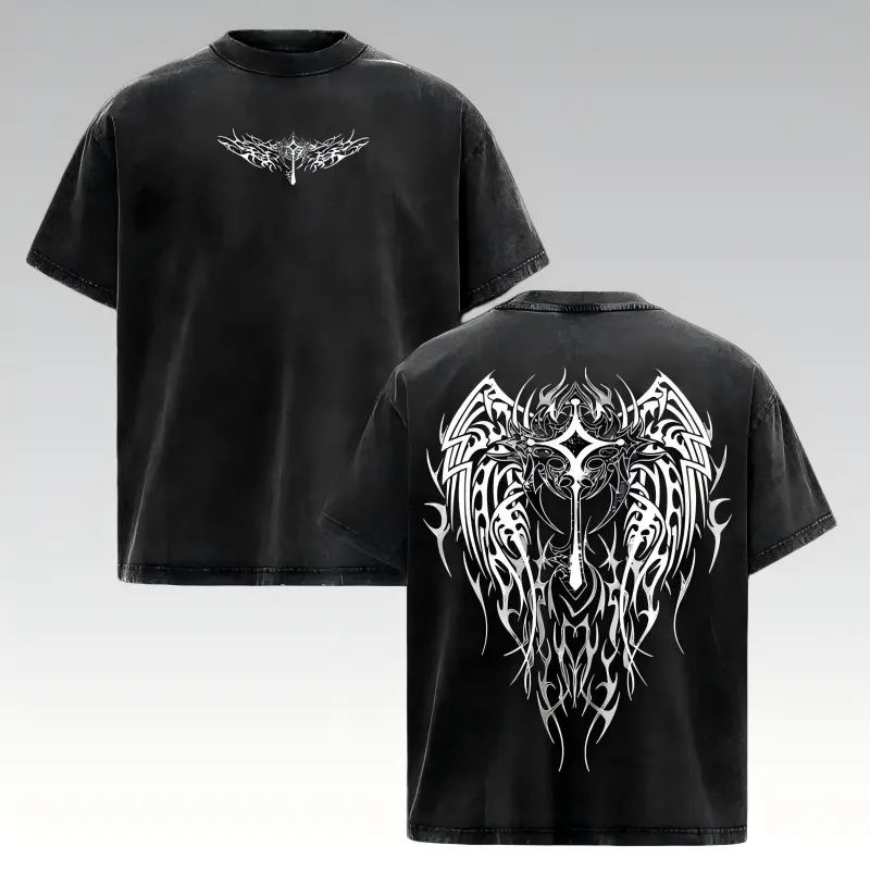 Wings of Freedom Washed Oversized T-Shirt,Gym  Graphic Tee, Men's T-Shirt Vintage Washed Cotton Streetwear Shirt, Unisex Gym Top . Streetwear Outfits Men Vacation Outfits