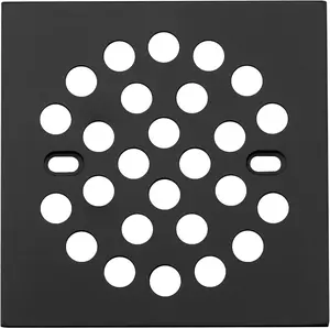Square Improve 4-1/4 Inch(108mm*108mm) Screw-in Shower Floor Drain Grate Strainer (Black)