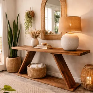 Sustainable Reclaimed Teak Console Table – Eco-Friendly Accent Table for Entryways & Living Spaces