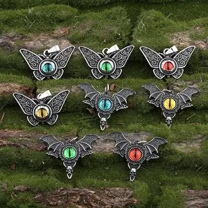 Fashion 316L Stainless-steel 4 Colour Evil Eye Feather With Skull &Butterfly Pendant Necklace For Man Women Jewelry Couple Gift