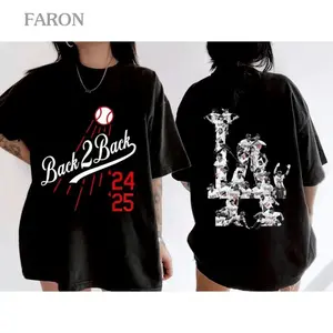 Vintage Back 2 Back Baseball Graphic Tee 100% Cotton Black Short Sleeve T-Shirt Retro Sports Championship Print Casual Streetwear For Adults