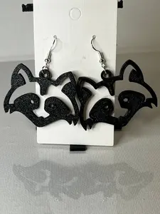 Raccoon 3D Printed Earrings