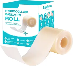 1/2Roll Midical-Grade Hydrocolloid Bandage Roll Waterproof Flixible for Wound Care Secure Adhesion Semi-Transparent Comfortable Design Healthcare Aid, Self-Cuttable Hydrocolloid Acne Patch(1.9"X 60"-1.5M)