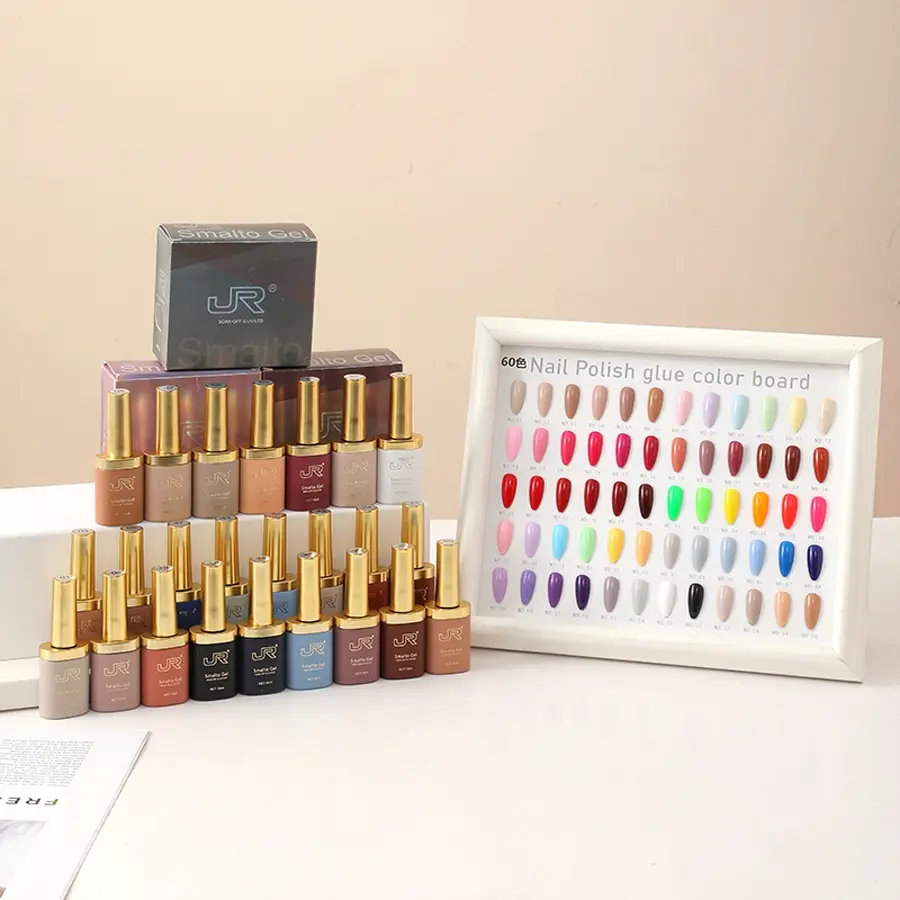JR Gel Indie Nail Polish Set – 6 Colors 16ML Christmas Red Green Coffee Brown Nude Beige Nude Pink Chestnut Skin Tone Soak Off UV LED Gel Polish Kit for All-Season Nail Art Manicure Salon DIY French Manicure at Home for Women gift Gel Nail Polish Sets