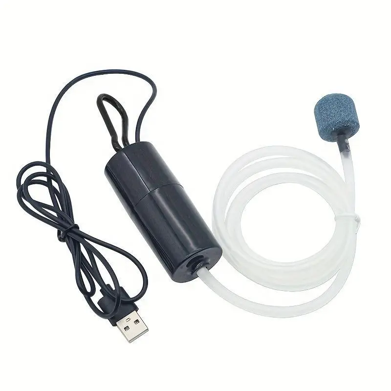 Portable USB Aquarium Air Pump - Silent Mini Oxygen Machine with Airstone, Energy Saving Fish Tank Aerator, 5V 1W, Available in Black/White/Green/Pink, Fish Tank Air Pump, Air Pump Accessories