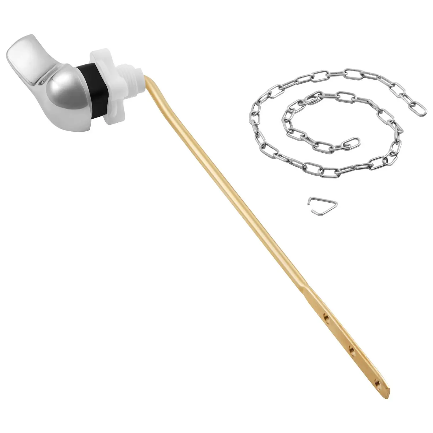 【Summerfinds】VEVOR Toilet Handle Replacement Kit, Front Mount Universal Toilet Handle, Toilet Handle Lever with Stainless Steel Flapper Chain, Toilet Flush Handle Fits Various Toilet Tanks, Chrome Finish, Silver