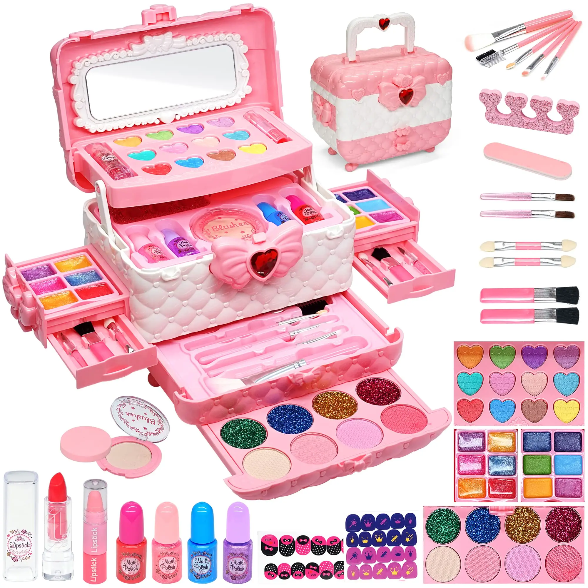 Kids Makeup Kit for Girls - Toys with Makeup Tools, Assorted Makeup Patches, and Accessories for Ages 4-12