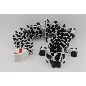 🐮🐉 18" Cow Dragon Flexi | Articulated Holstein Dragon with Milk Carton Tail 🥛✨