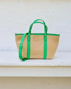 Georgie Mini Tote Natural Kelly Green