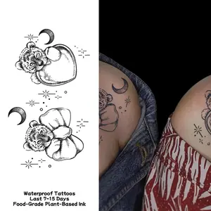 Waterproof temporary tattoo sticker magic tattoo lasting 7-15 days cute little tiger star moon bow pattern herbal juice semi permanent tattoo simulation tattoo Tattoo on the back of the hand and neck Tattoo for beginners