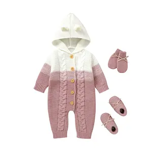 Customized Mimixiong Bear Ear Cute Newborn Baby Rompers Clothing Jumpsuits Set Babies Clothes Toddler Hoodie Rompers Clothes