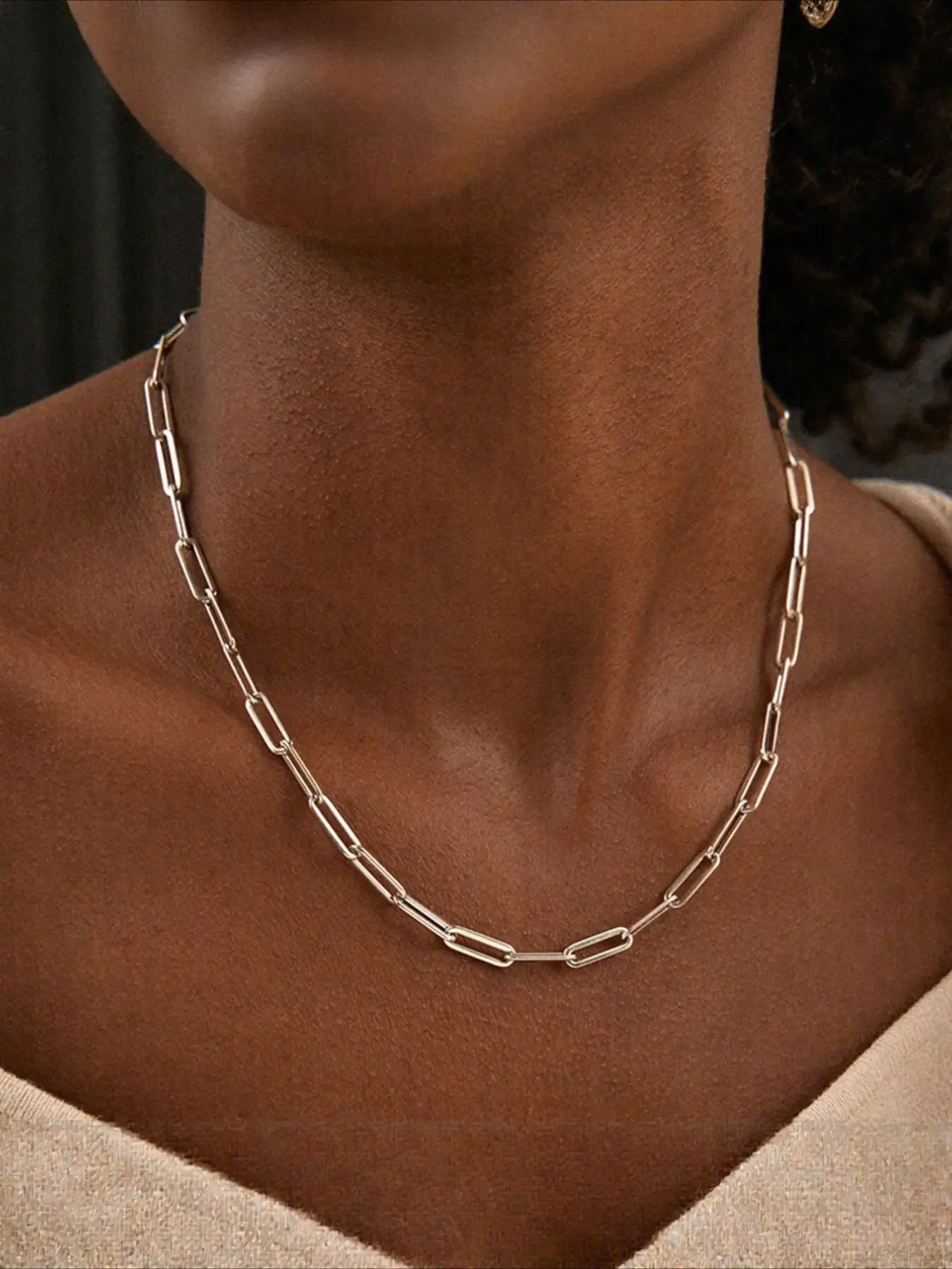 Fashion Pin Chain Necklace, Simple Stainless Steel Accessory, Holiday Gift, Party, Dance Event Jewelry, All Seasons Wear