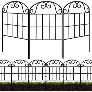24.5in(H) x10.8ft(L) Garden Fence  Barrier, 10 Pack Tall Decorative Metal Fencing Panel, Arched Black Fence for , Yard, Patio Outdoor Decor