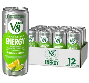 V8 +SPARKLING ENERGY Lemon Lime Energy Drink, Made with Real Vegetable and Fruit Juices, 11.5 FL OZ Can (Pack of 12)