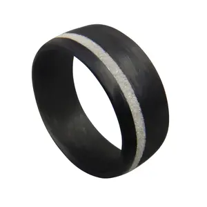 Carbon Fiber Ring with Diamond Inlay, High Gloss or Matte Finish