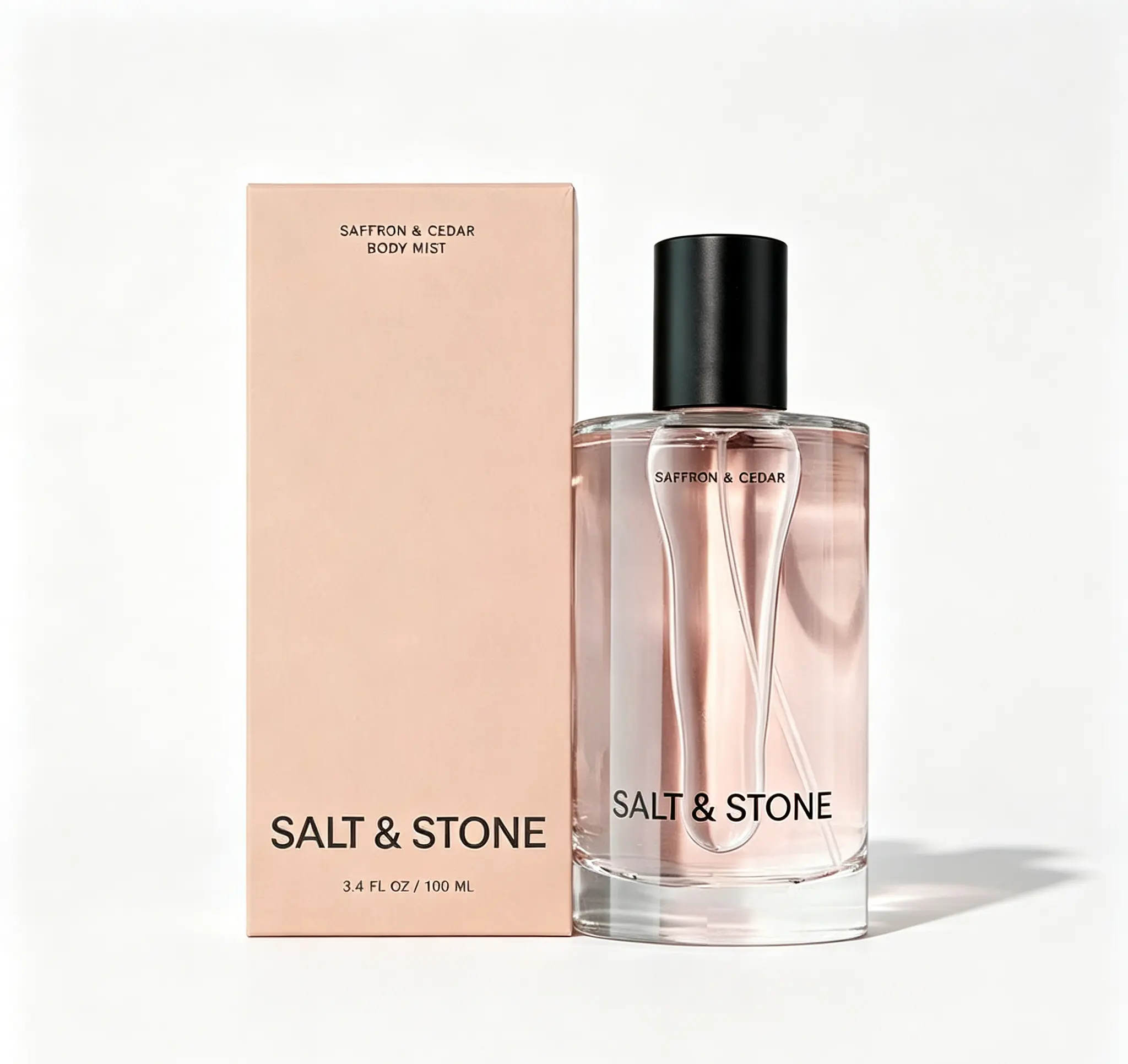 Salt & Stone Saffron & Cedar Body Mist 3.4 fl oz 100ml, Skincare Infused Hair & Body Spray for Unisex, Hydrating Fragrance with Glycerin & Red Algae, Vegan & Cruelty Free