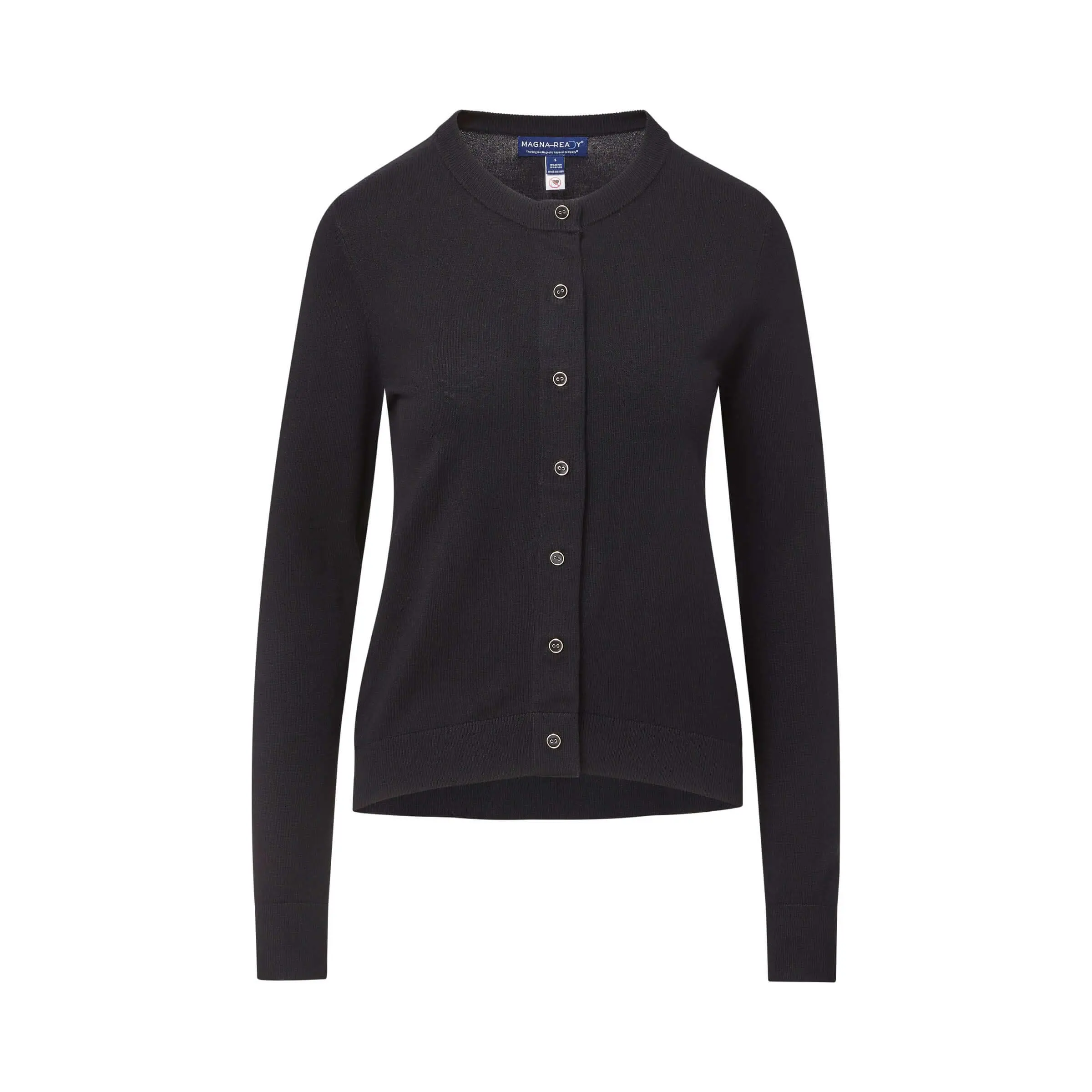 Women's Black Adaptive Magnetic Front Knit Cardigan Sweater by MagnaReady®