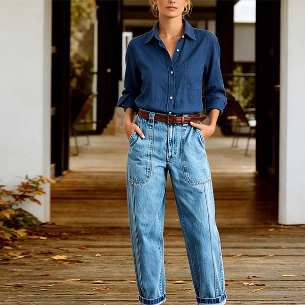 Vintage High Waist Baggy Jeans | Casual Relaxed Fit Cropped Denim Pants for Women, Perfect for Daily & Street Style