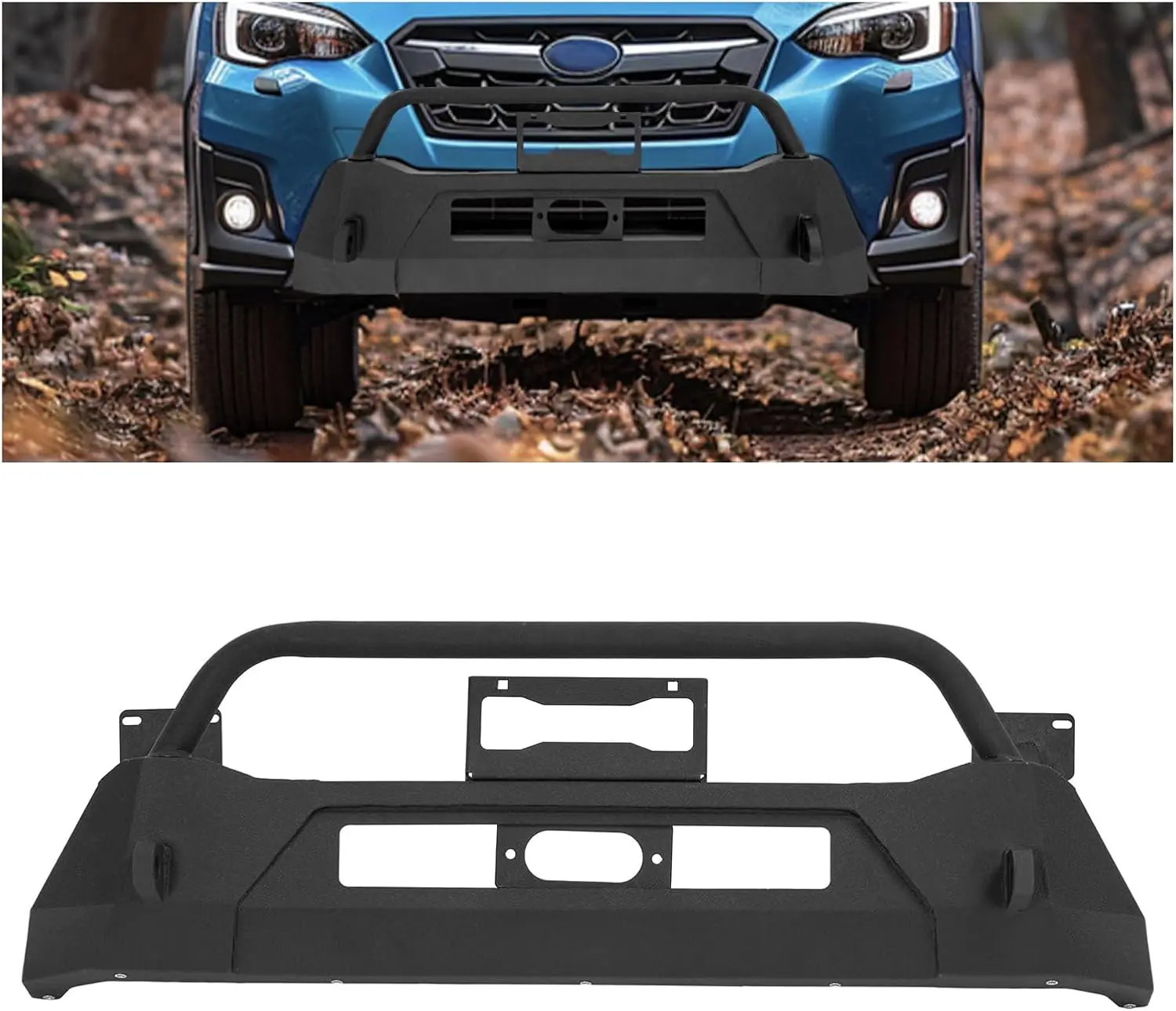Front Bumper Guard Bull Bar Compatible with 2018-2024 Subaru Crosstrek Winch Bumper Push Bar Powder Coated Steel Grille Guard Vehicle