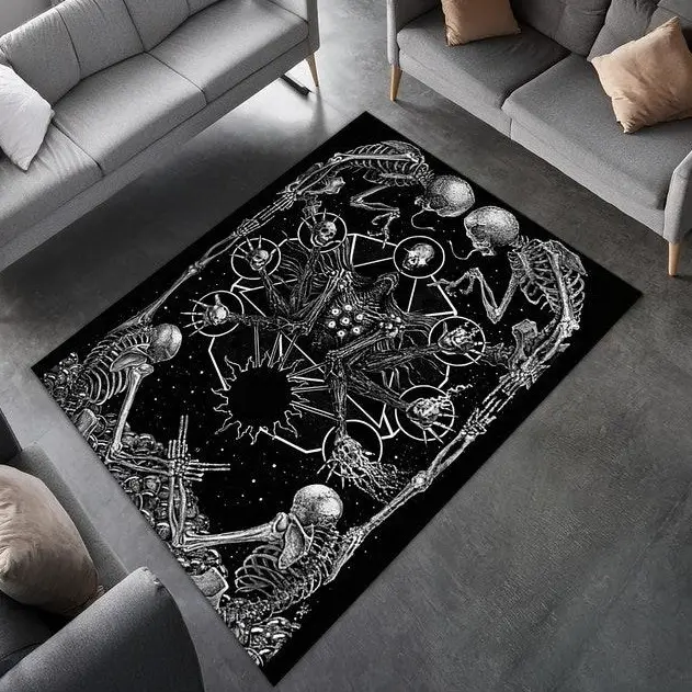 Skull Rug For Goth Room Decor, Skull With 3D Look Rug, Witchy Room Decor, Dark Academia Rug For Dark Cottagecore Decor Victorian Goth Decor