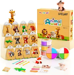 Easter Bundle Air Dry Clay Kit - Animal Theme, Modeling Clay for Kids, DIY Model Magic Clay with Sculpting Tools and Tutorials, 12 Boxes Molding Clay, Ultra Light, Soft & Non-Sticky, Arts and Crafts Gift for Kids
