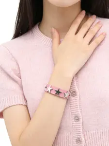 Star Rivet Leather Bracelet, Metal Star Thin Ring, Sweet Cool Style Personalized Jewelry, Unisex Versatile Wristband