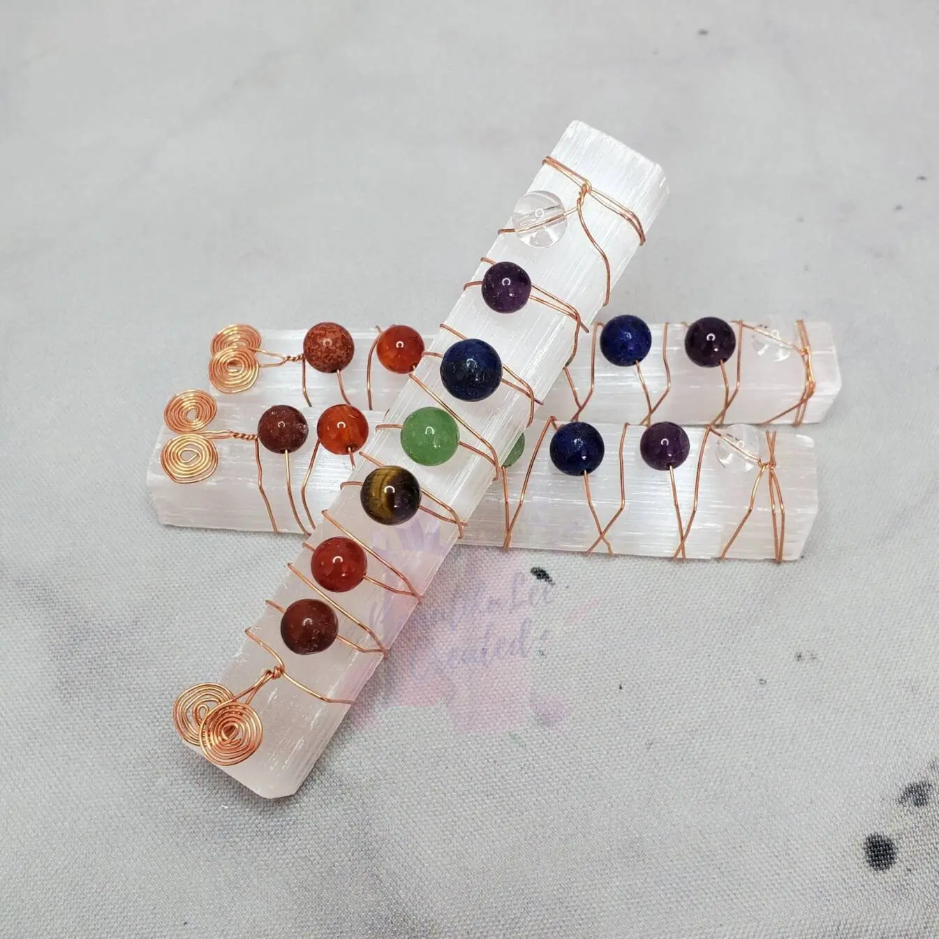 Chakra selenite wand