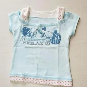 Y2k Casual Clothing Summer Kawaii Fake Two T-shirts Japanese Subculture Cartoon Printed Tees Women Sweet Cute Harajuku Crop Tops