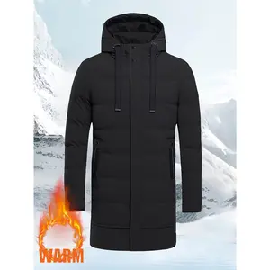 Bmuvlss Men's Thermal Insulated Full-Zip Hooded Winter Coat - Heavy-Duty Cold Weather Jacket with Full-Length Zipper Closure, Machine Washable Outer Shell & Pockets for Skiing, Hiking, Snowboarding - Black Outdoor Winter Clothing, Snow Jacket, Mens Puffer