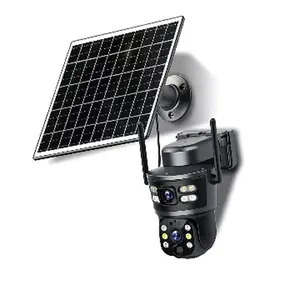 Jiesuda 2K HD WiFi Camera with Solar Panel&equipped with spotlight PlR motion detection color night vision waterproof black safety wireless camera dual lens no dead angle automatic tracking