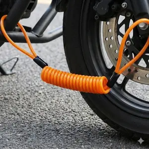 Heavy-Duty Disc Brake Lock with Steel Spring Core & Reminder Cable | Anti-Theft Security Device for Bikes, Motorcycles & Scooters | Anti-Cut Rustproof Cable, Tamper-Resistant Design | Alarm & Storage Accessory for Outdoor Riding | Multi-Scenario Use