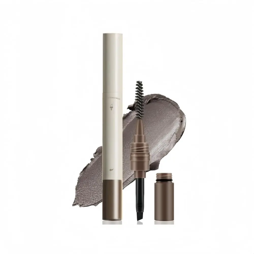 Eyebrow Pomade 3 in 1, Waterproof Brow Gel with Brush, Smudge-Proof & Sweatproof Long-Lasting Eyebrow Cream for Natural Looking Full Brows, Beginner-Friendly Brow Pencil (Dark Brown)
