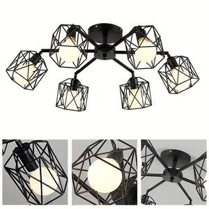 Three-Head Six-Head Iron Branch Pendant Light, Nordic Style Simple Ceiling Lamp, E27 Socket, Living Room Bedroom Study Dining Hall