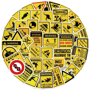 50 Fun Warning Sign Cartoon Papers, Creative Cute DIY Wall Stickers, Diy Decorative Stickers, Notebook Planner Toys, Luggage Poster Decals, No Glue Needed
