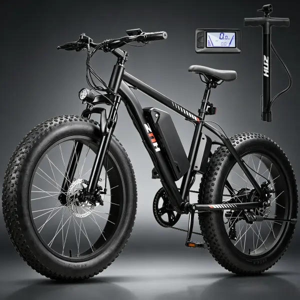 ZNH-18 1000W Peak Nonslip Fat Tire E-Bike - 24×4.0 Inch E-Type Wide Fat Tires, 1000 W & Above, 20MPH US Street Legal Speed, 624Wh Removable Battery, Up to 80 mi Range, 7-Speed Gear Adult All Terrain Electric Commuter Mountain Bike