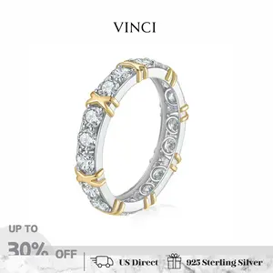 925 Sterling Silver 14K White Gold Plated 1.4CTW Total FGH 3mm Cut Cubic Zirconia Simulated Diamond Ring Full Eternity Wedding Band Stackable Eternity 2 Tone Ring Magnetology Lymphvity Ring Magnetic Zircon Shaping Cross Unclog Bloodstream and Lymph Nodes