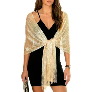 Shawls Wraps for Evening Dresses Metallic Glitter Shawls Scarf for Women Sparkling Wedding with Free Buckle
