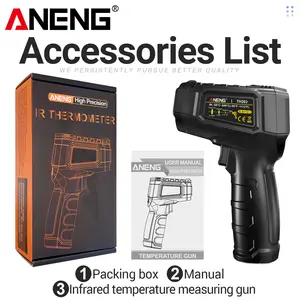 ANENG TH203 Non-Contact Digital Infrared Temperature Thermometer Gun - Adjustable Emissivity, Maximum Value Display, -50°C to 750°C Range - Indoor-Outdoor Measuring Tool for Cooking, Grilling, Industry Use