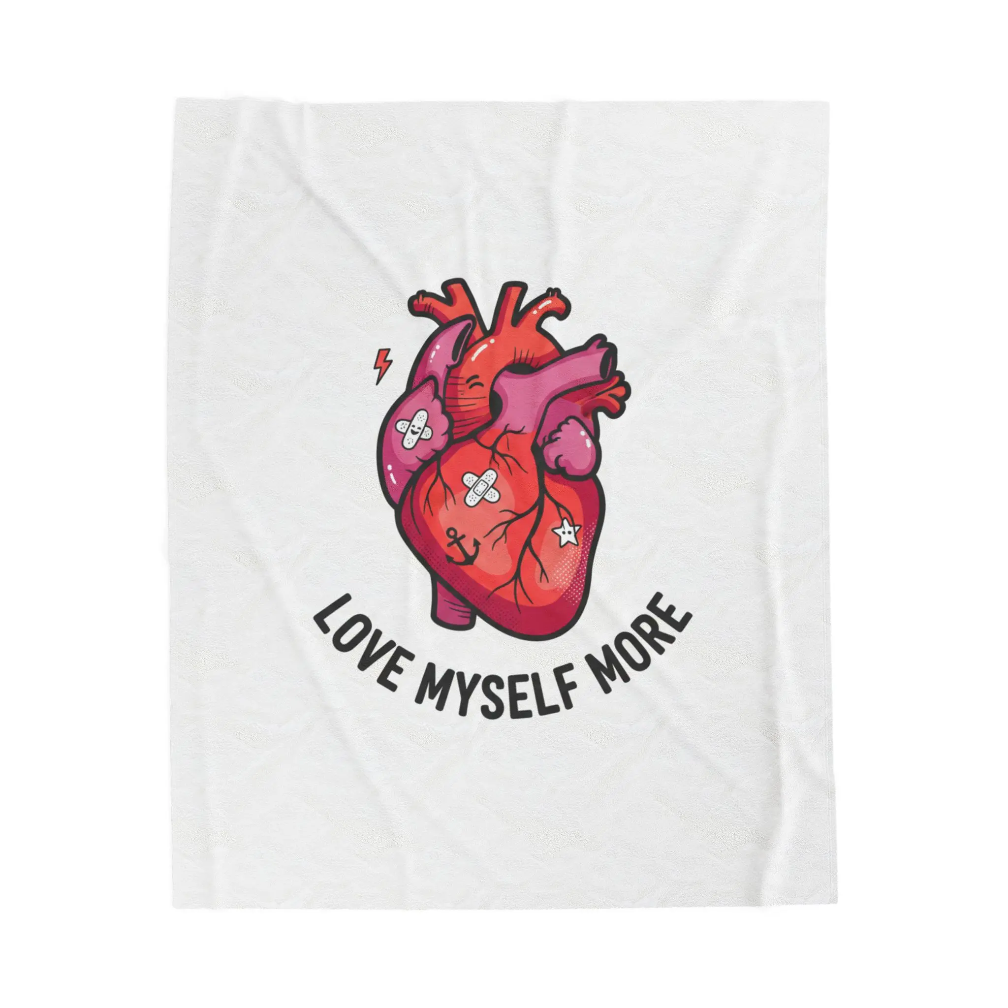 Love Myself More Plush Blanket | Hearts‑with‑a‑Twist, anti‑Valentine